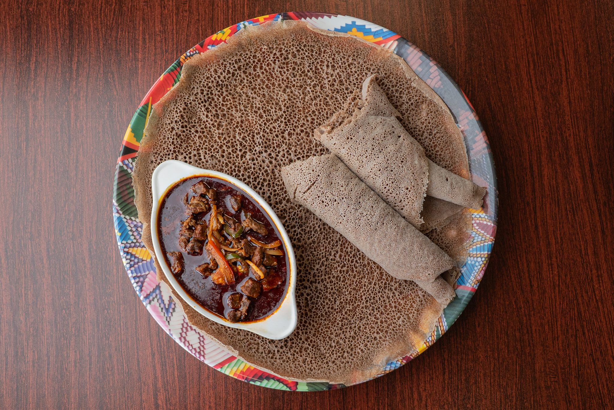 Restaurant photography in Denver — Ethiopian awaze tibs with injera