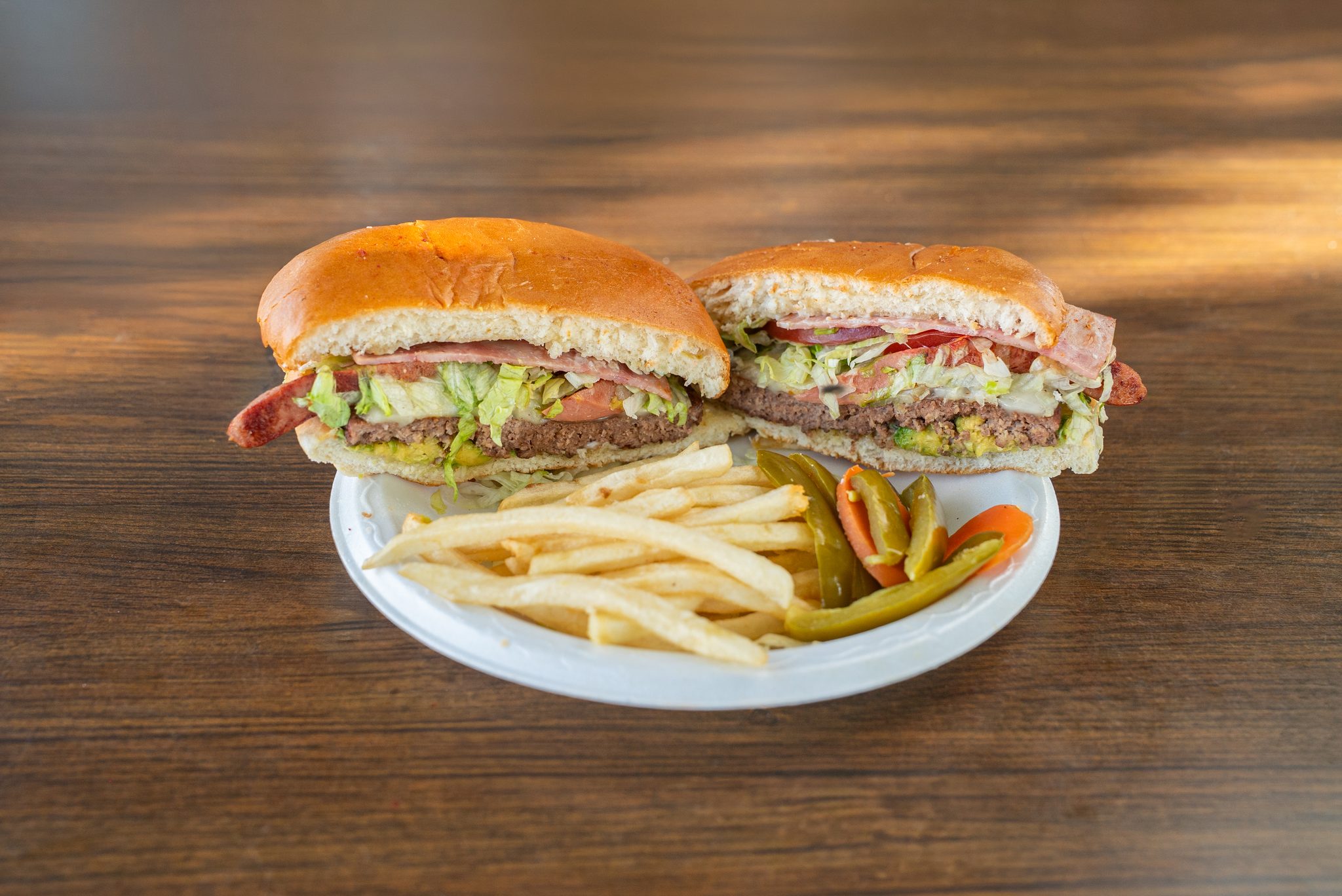 Food truck photography in Denver — bacon burger and fries