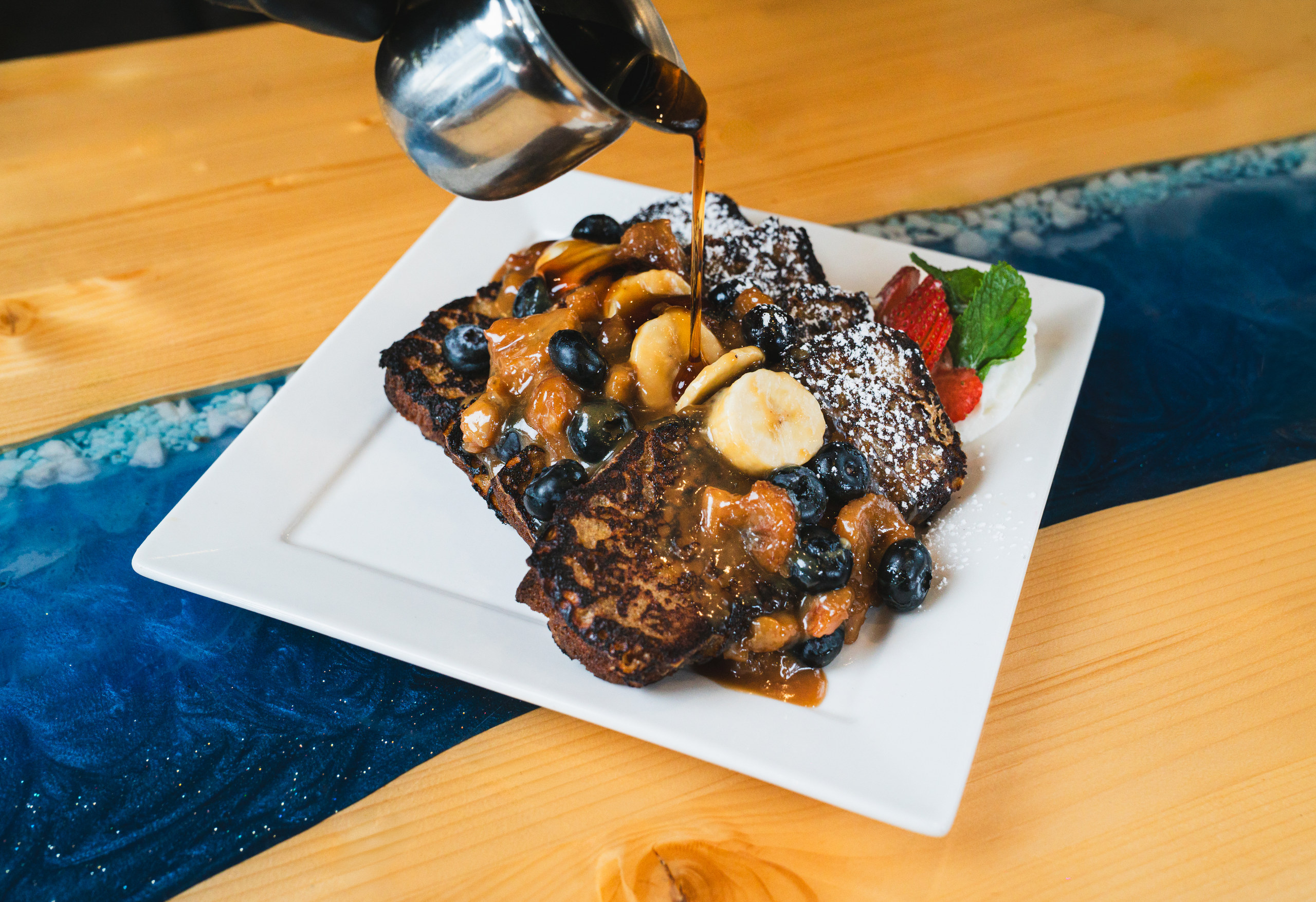 Banana bread French toast, Mariscos Todo El Mar — Denver food photography by AesthetiCo