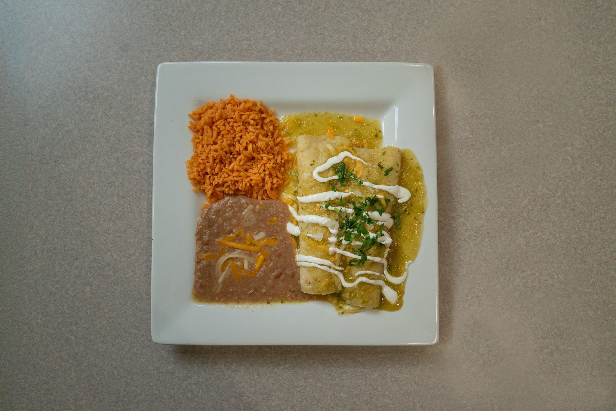 Chicken enchilada plate, Garibaldi, Denver
