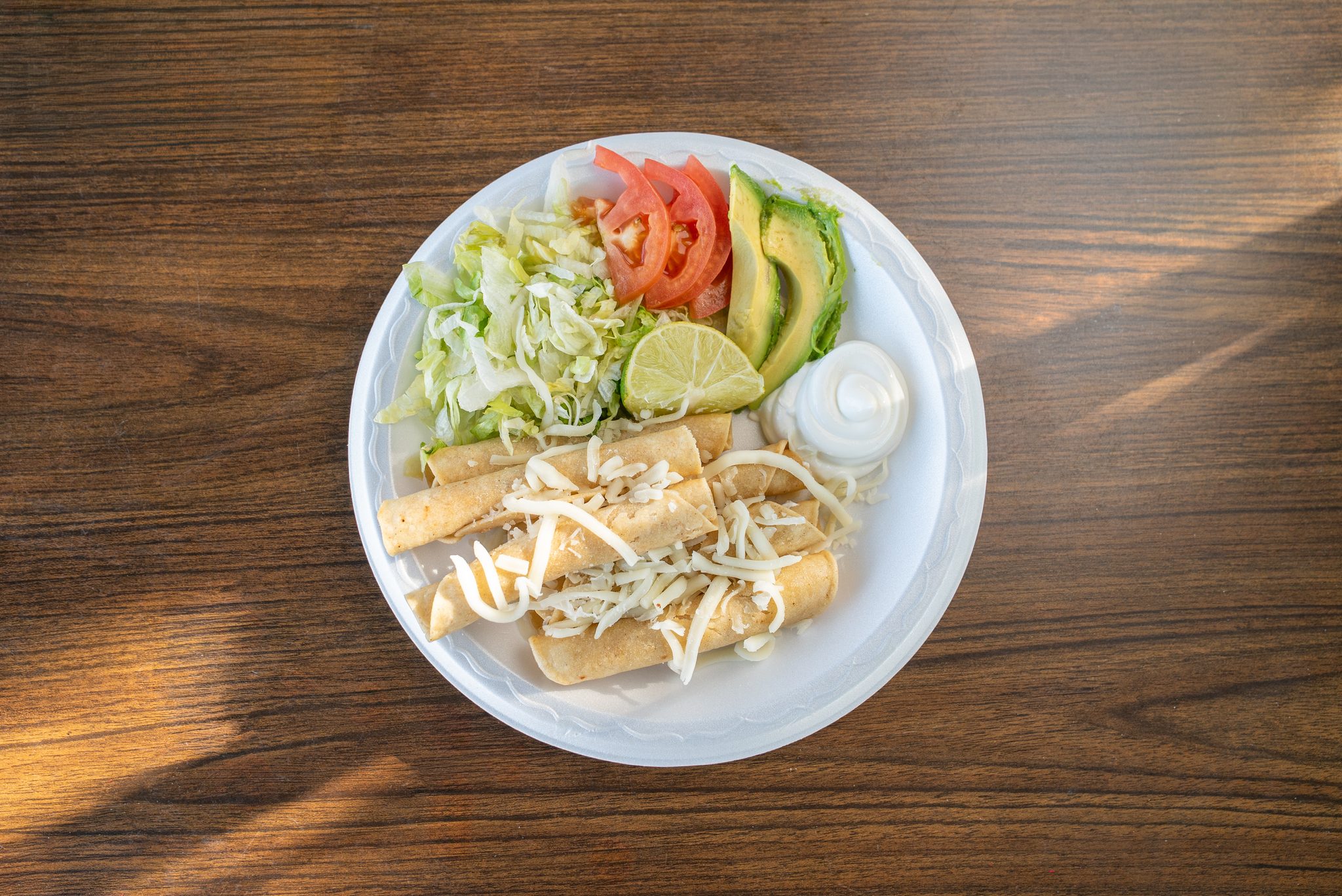 Flautas avocado crema, Tacos Primavera, Denver